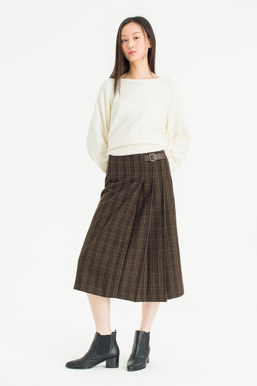 Flora Glen Check Skirt, Brown