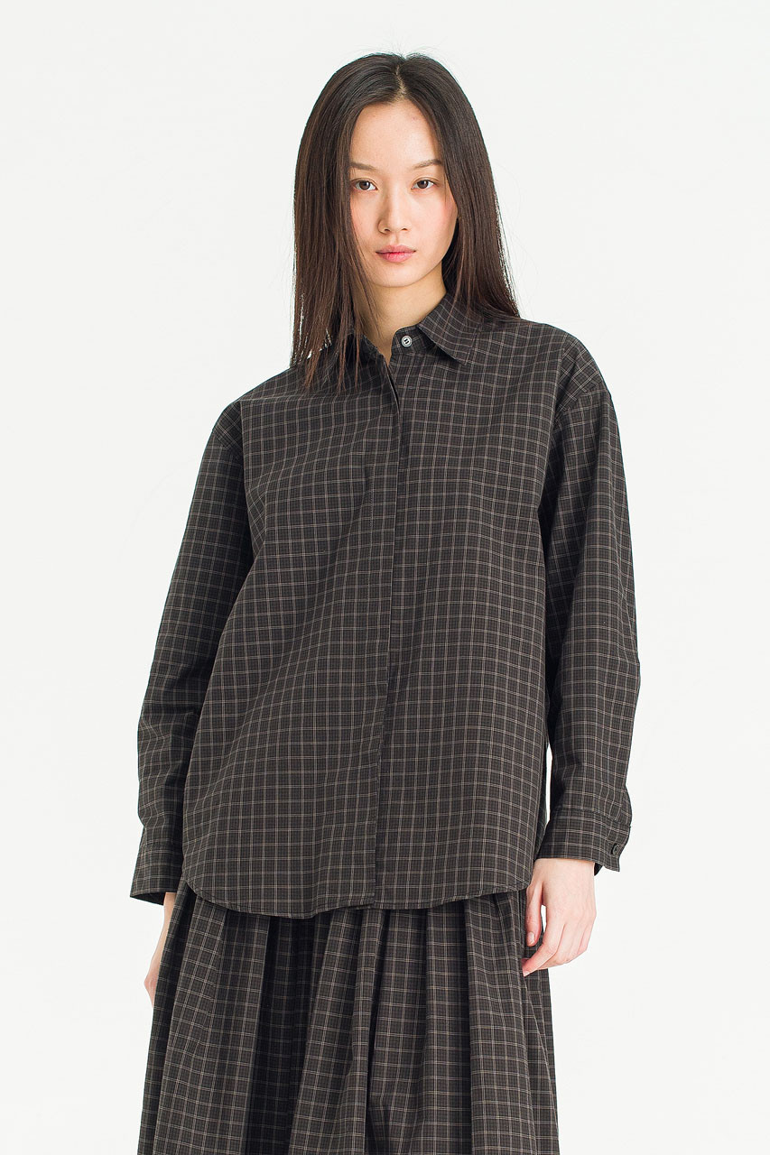 Grain Check Shirt, Dark Brown