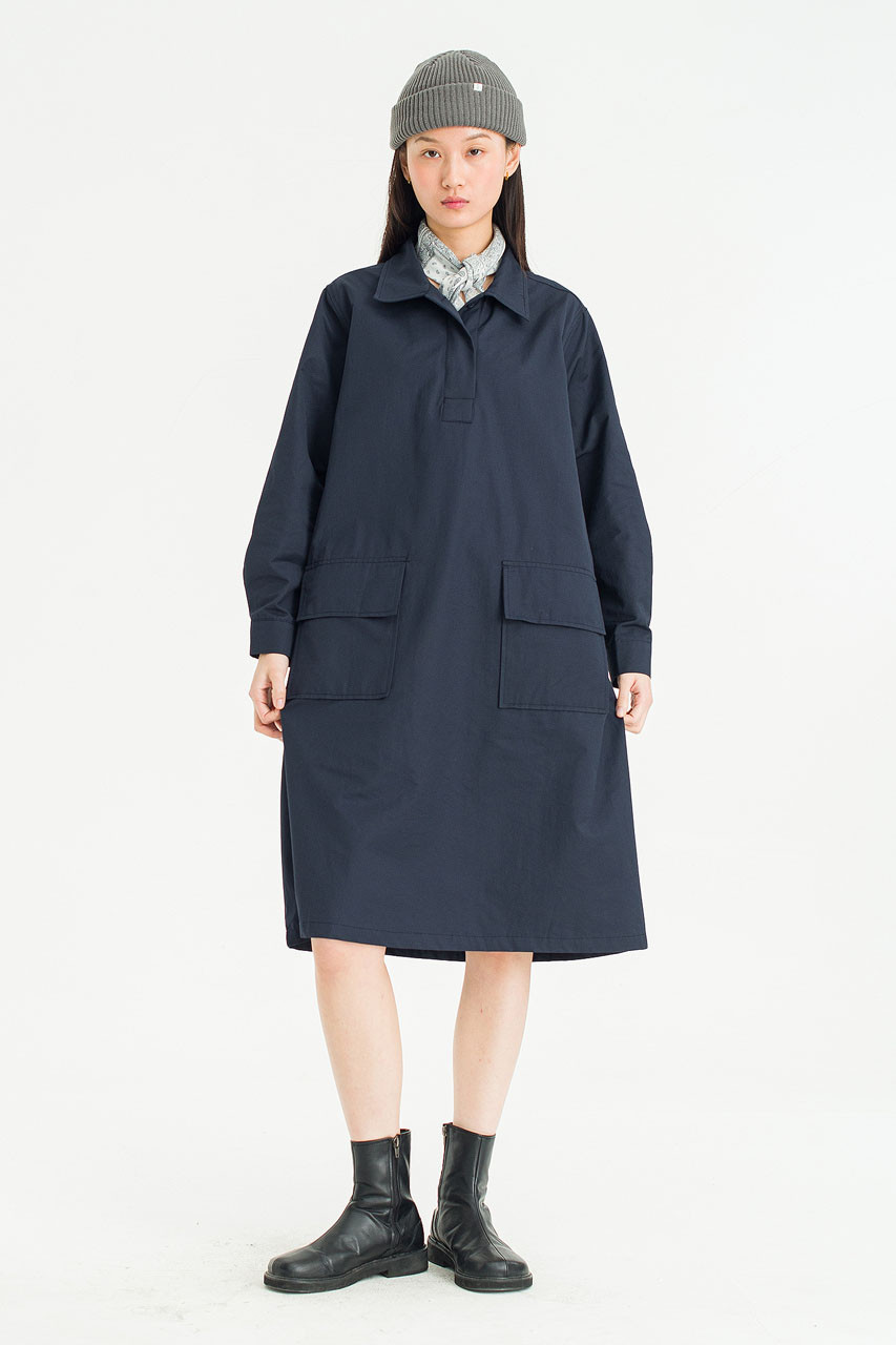 Flora Pocket Shirt Dress, Navy