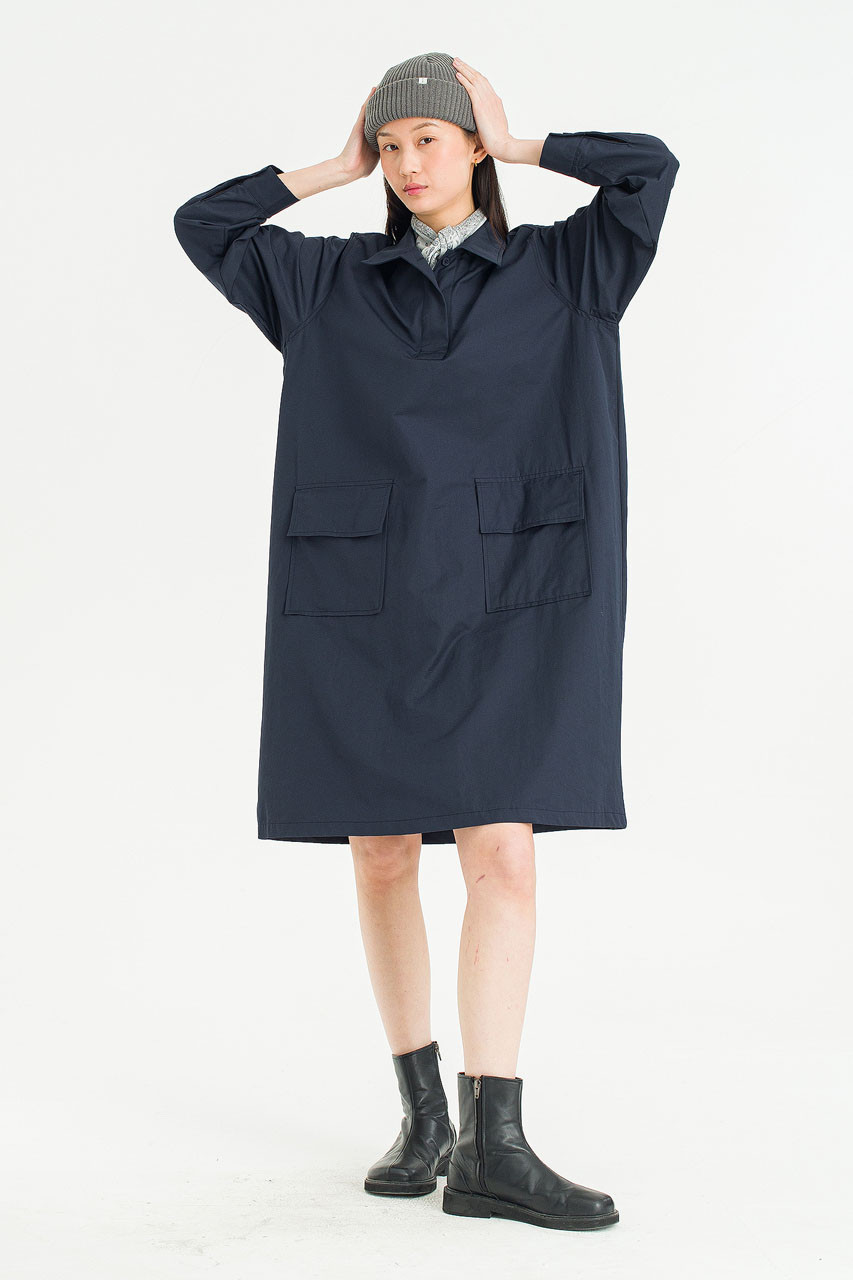 Flora Pocket Shirt Dress, Navy