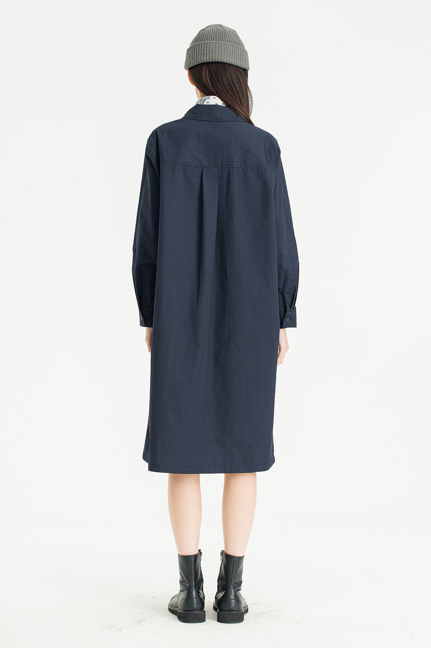 Flora Pocket Shirt Dress, Navy