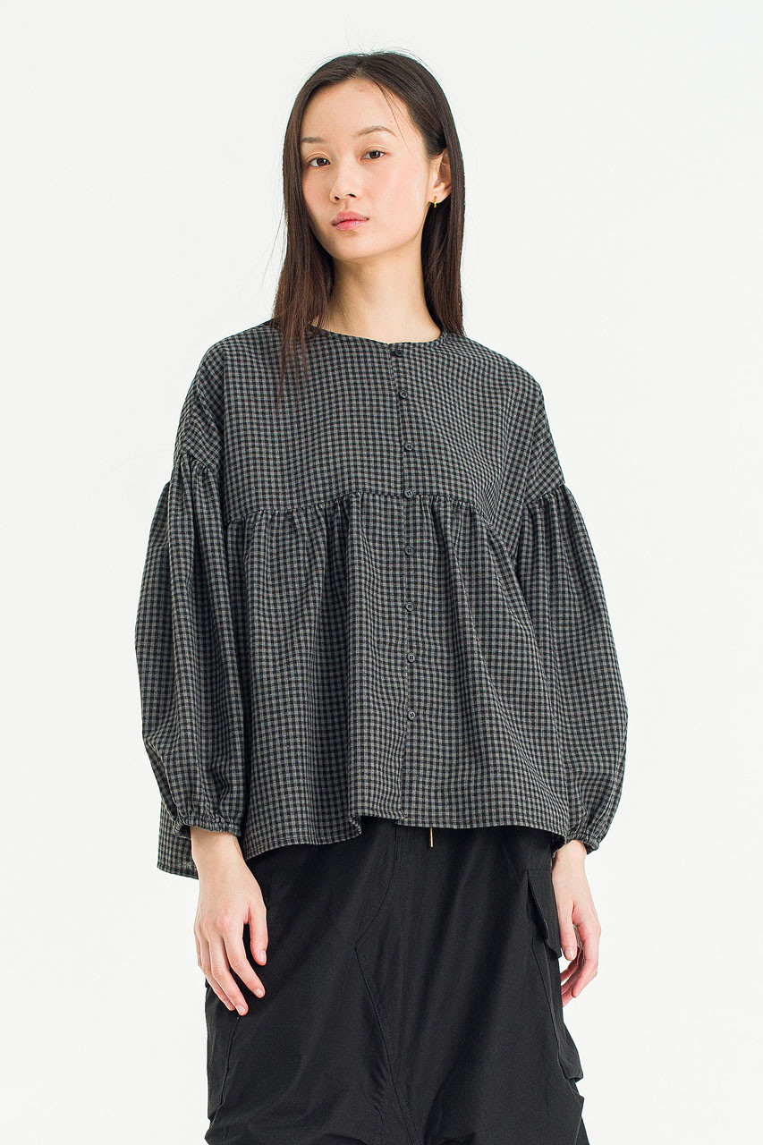 Meadow Check Blouse, Black