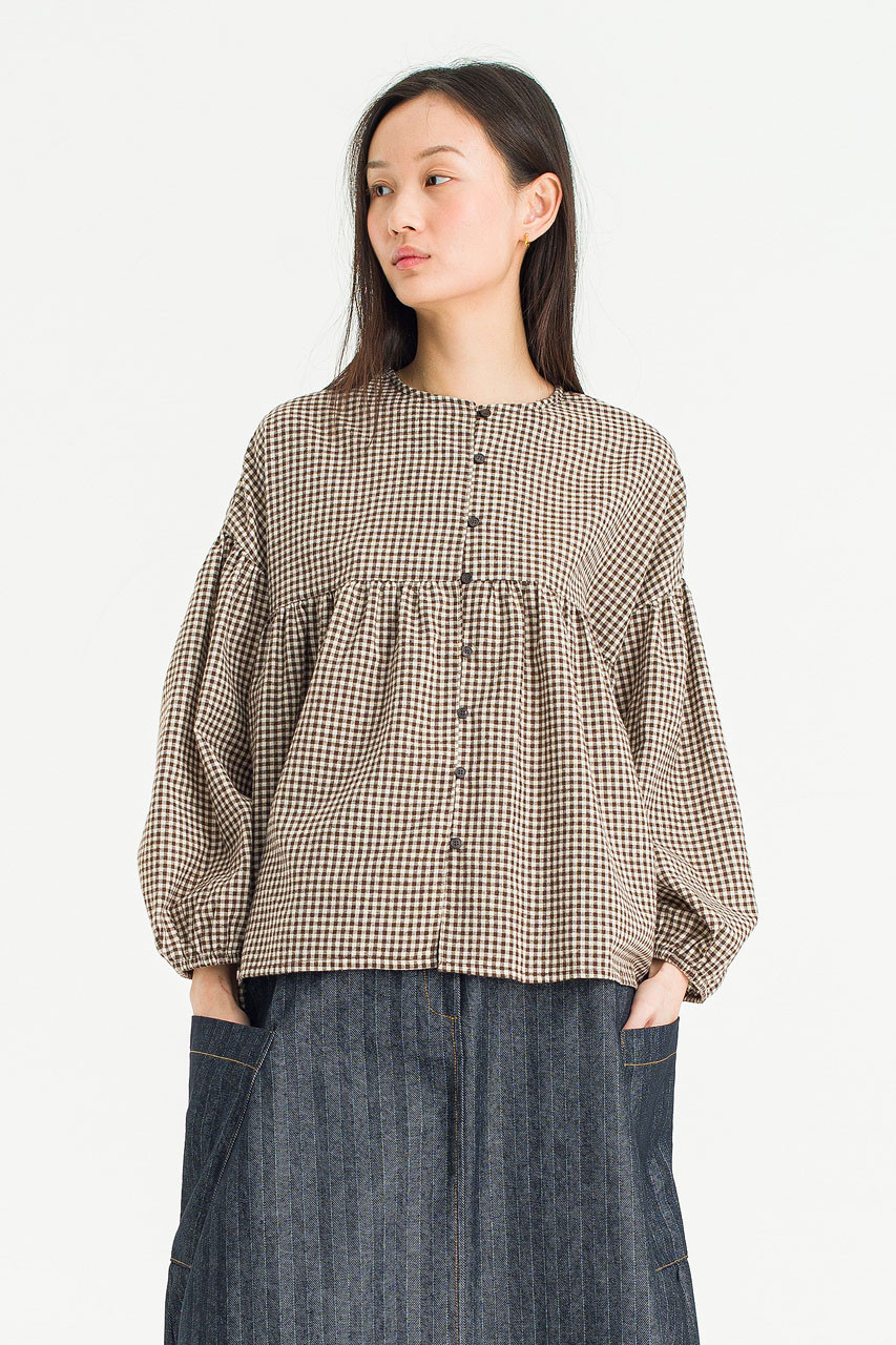 Meadow Check Blouse, Brown