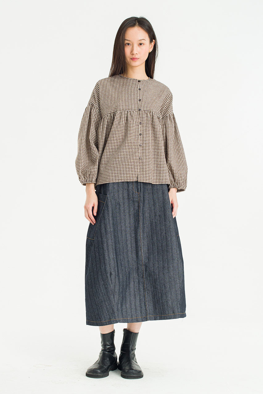 Meadow Check Blouse, Brown