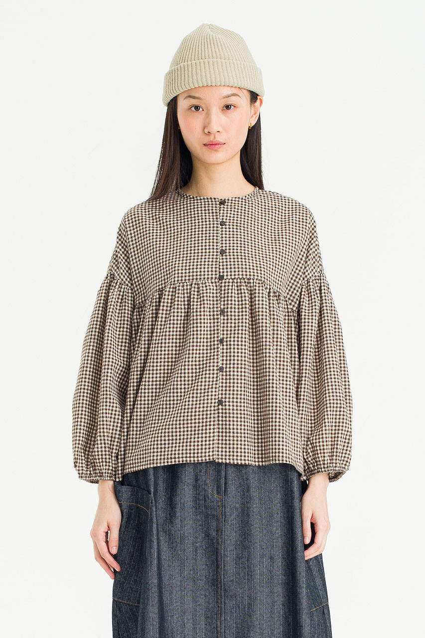 Meadow Check Blouse, Brown