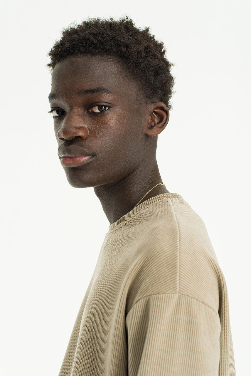 Menswear | Cropped Long-Sleeve Waffle Tee, Beige