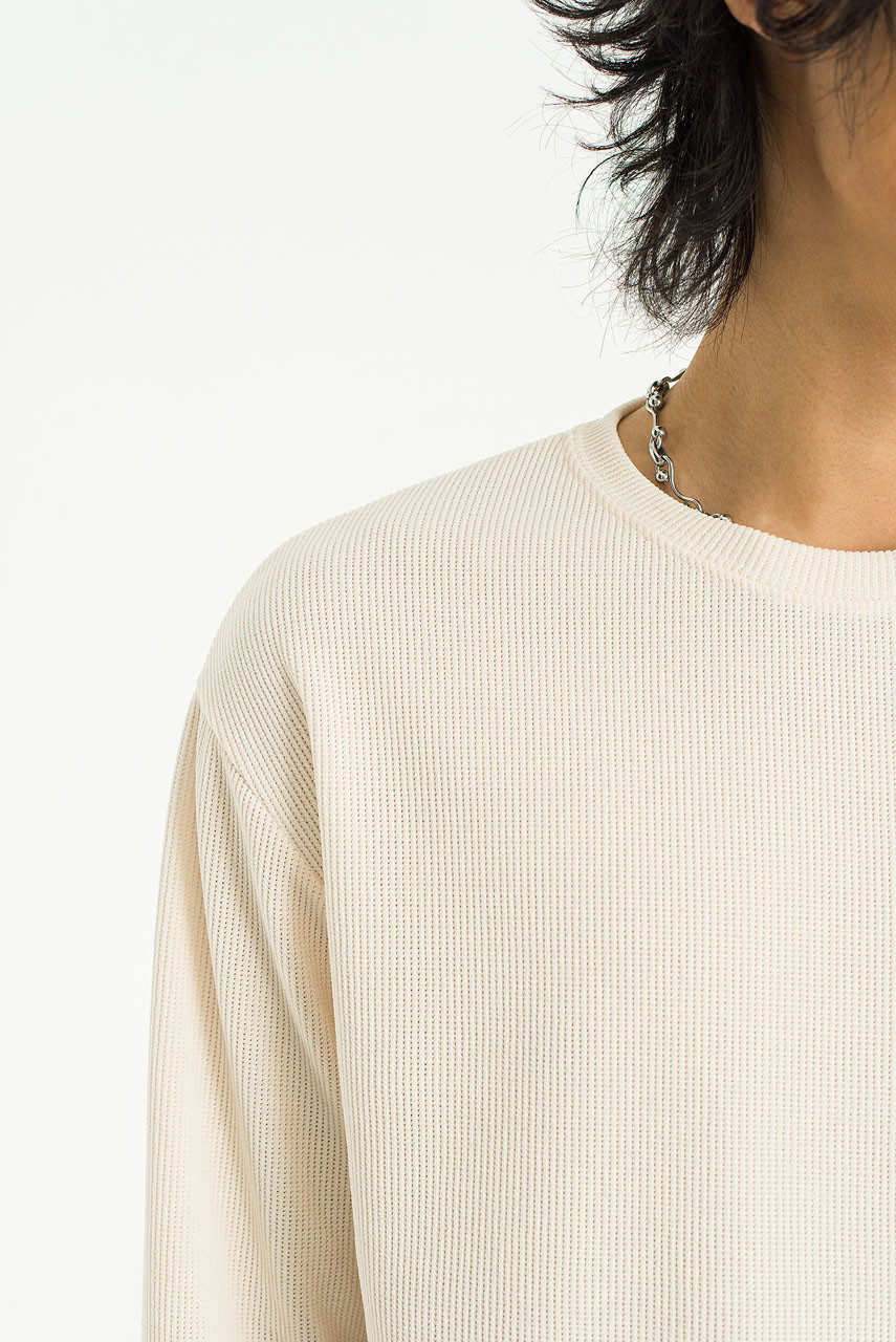 Menswear | Cropped Long-Sleeve Waffle Tee, Ivory