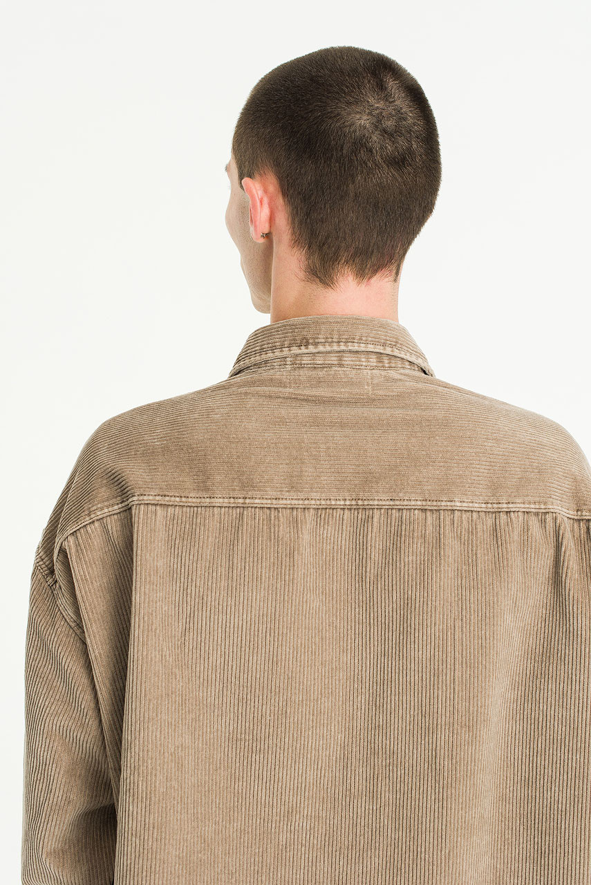 Menswear | Cropped Cord Pigment Shirt, Mocha