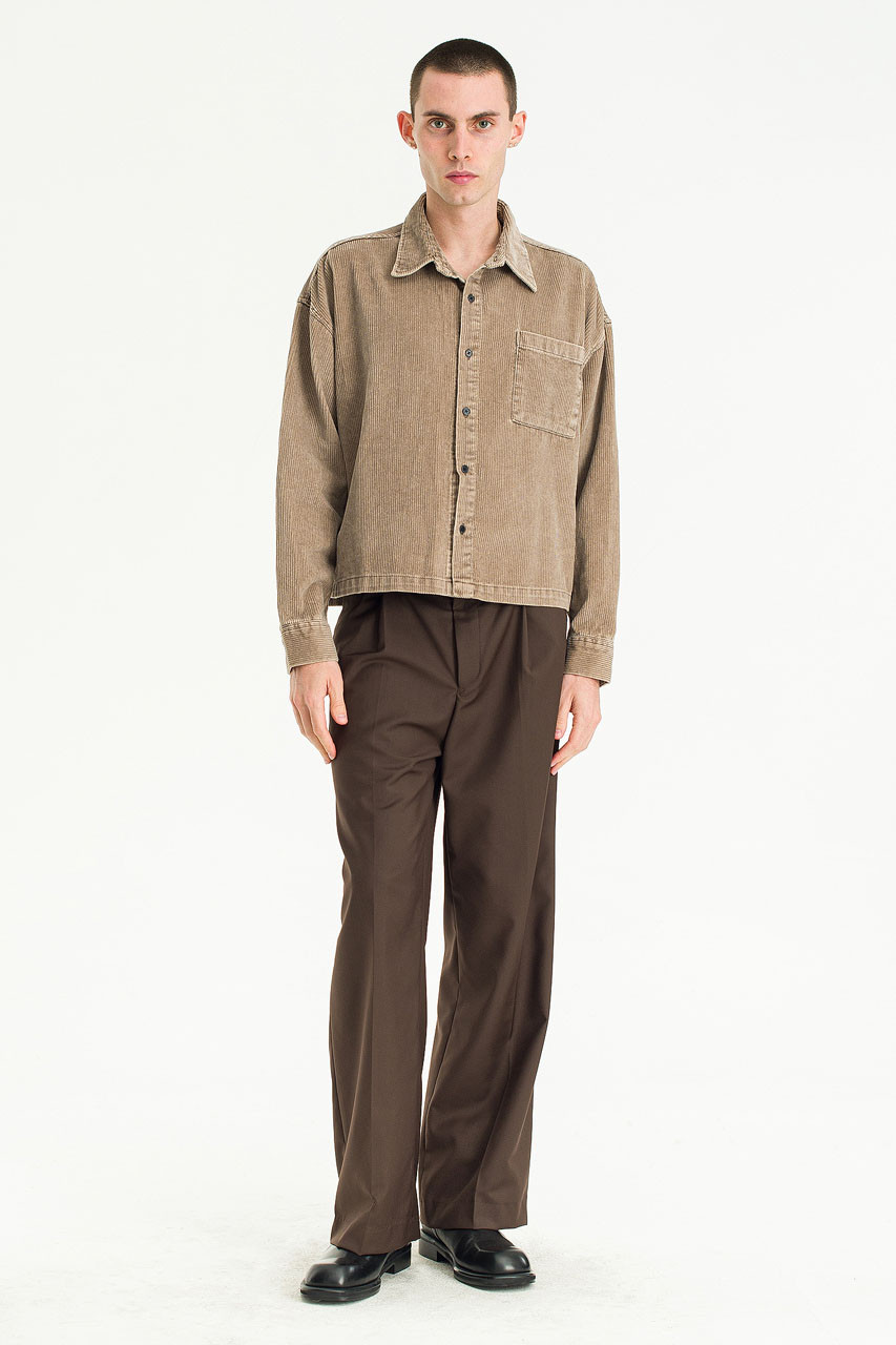 Menswear | Cropped Cord Pigment Shirt, Mocha