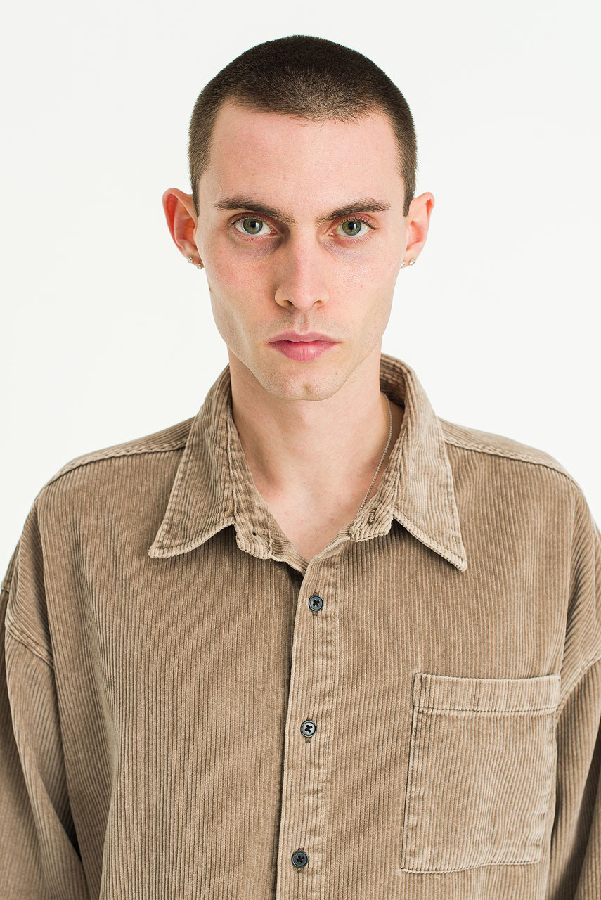 Menswear | Cropped Cord Pigment Shirt, Mocha