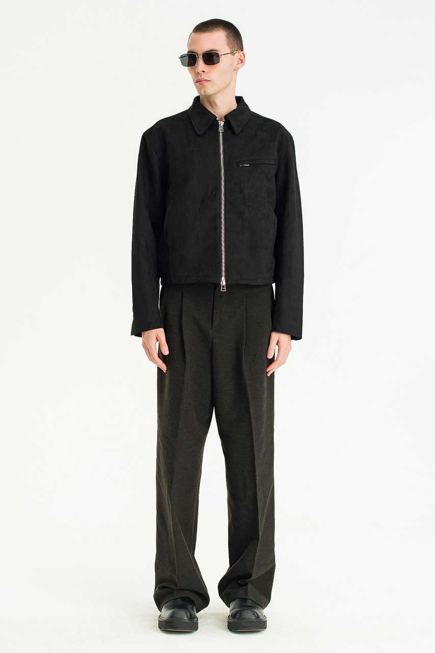 Menswear | Cropped Suedette Jacket, Black