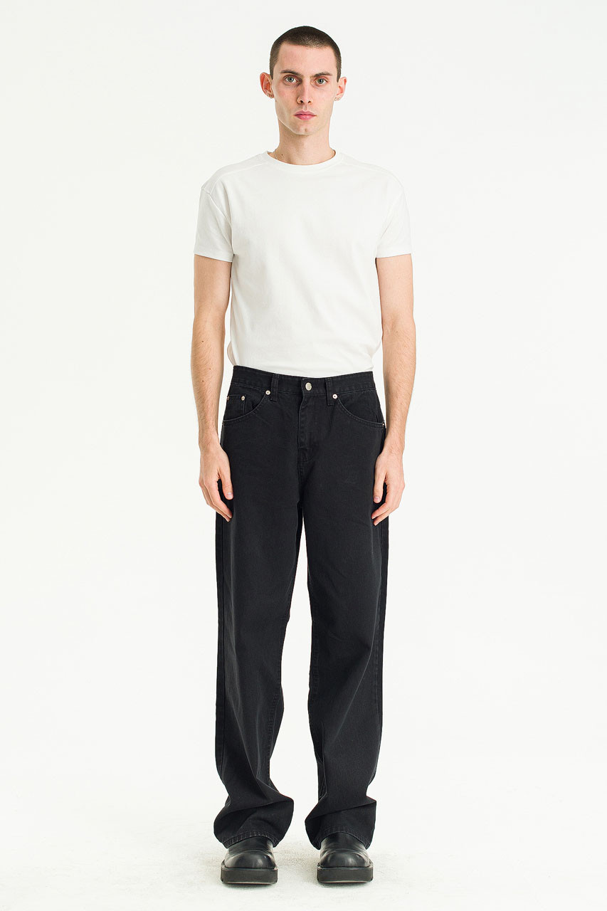 Menswear | Washed Cotton Pants, Black