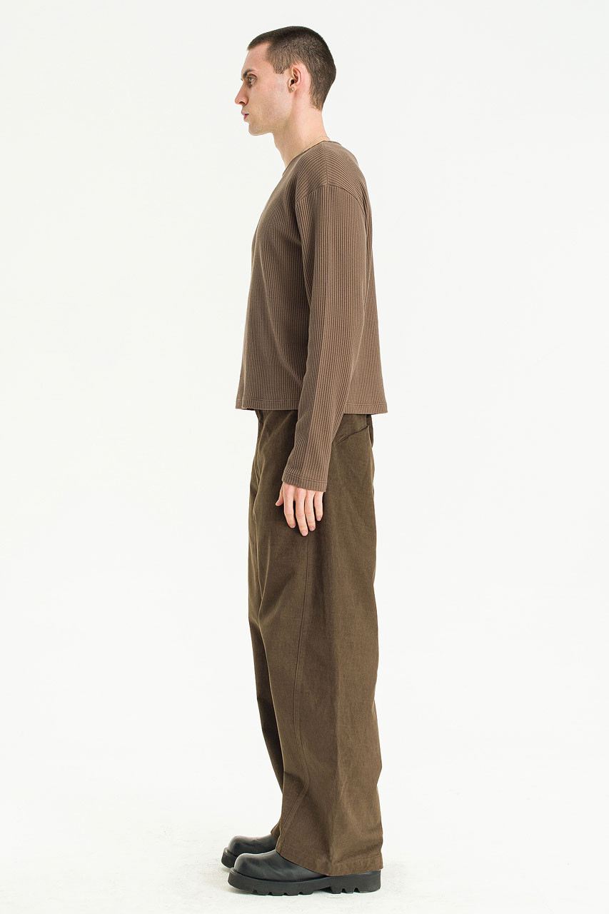 Menswear | Curved Structured Pants, Khaki