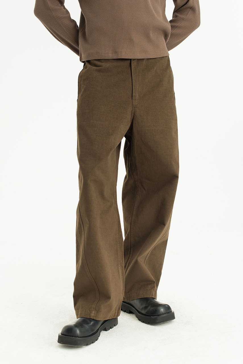 Menswear | Curved Structured Pants, Khaki