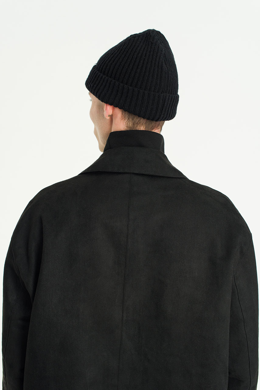 Menswear | Suede-Effect Car Coat, Black
