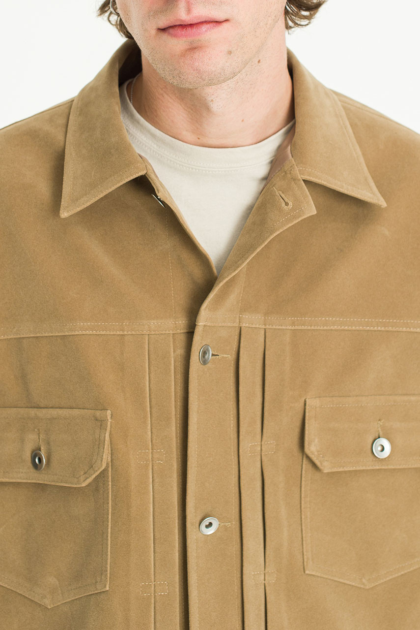 Menswear | Suedette Trucker Jacket, Beige