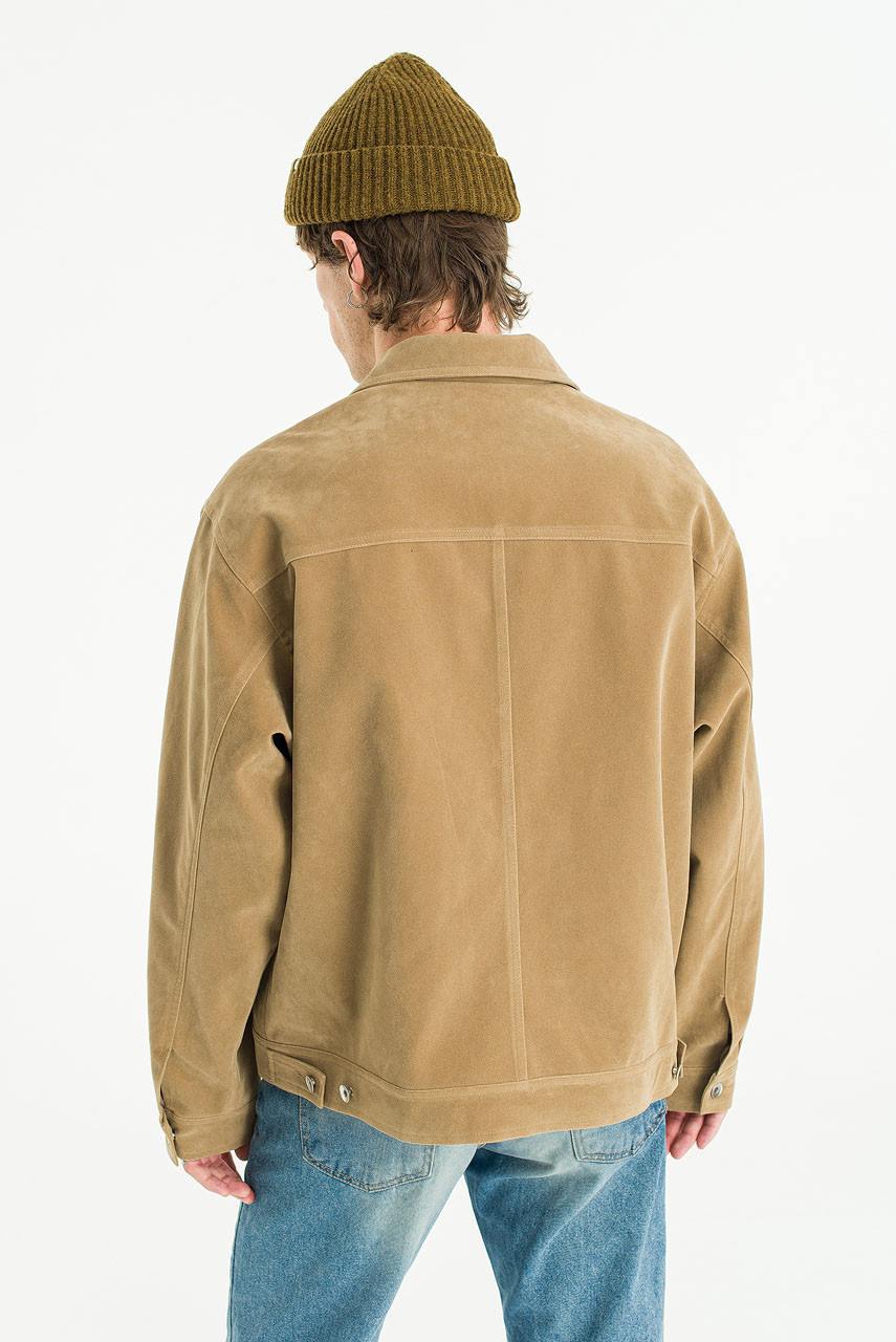 Menswear | Suedette Trucker Jacket, Beige