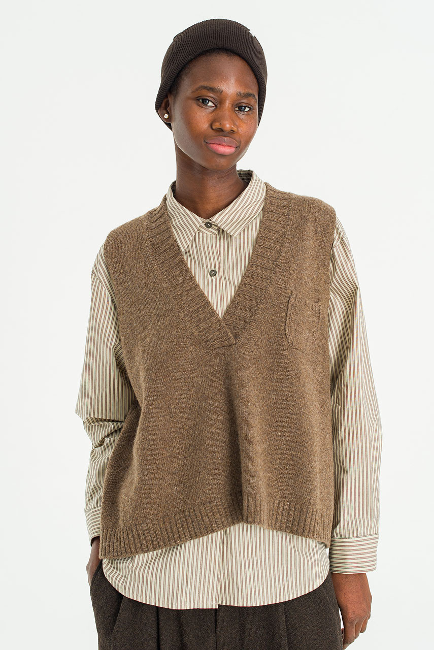Grain Mini Pocket Vest, Brown