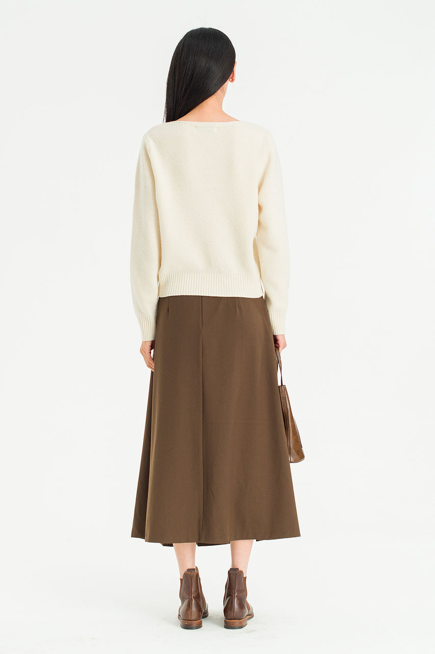 Fine Wool Boat Neck Jumper, Ivory