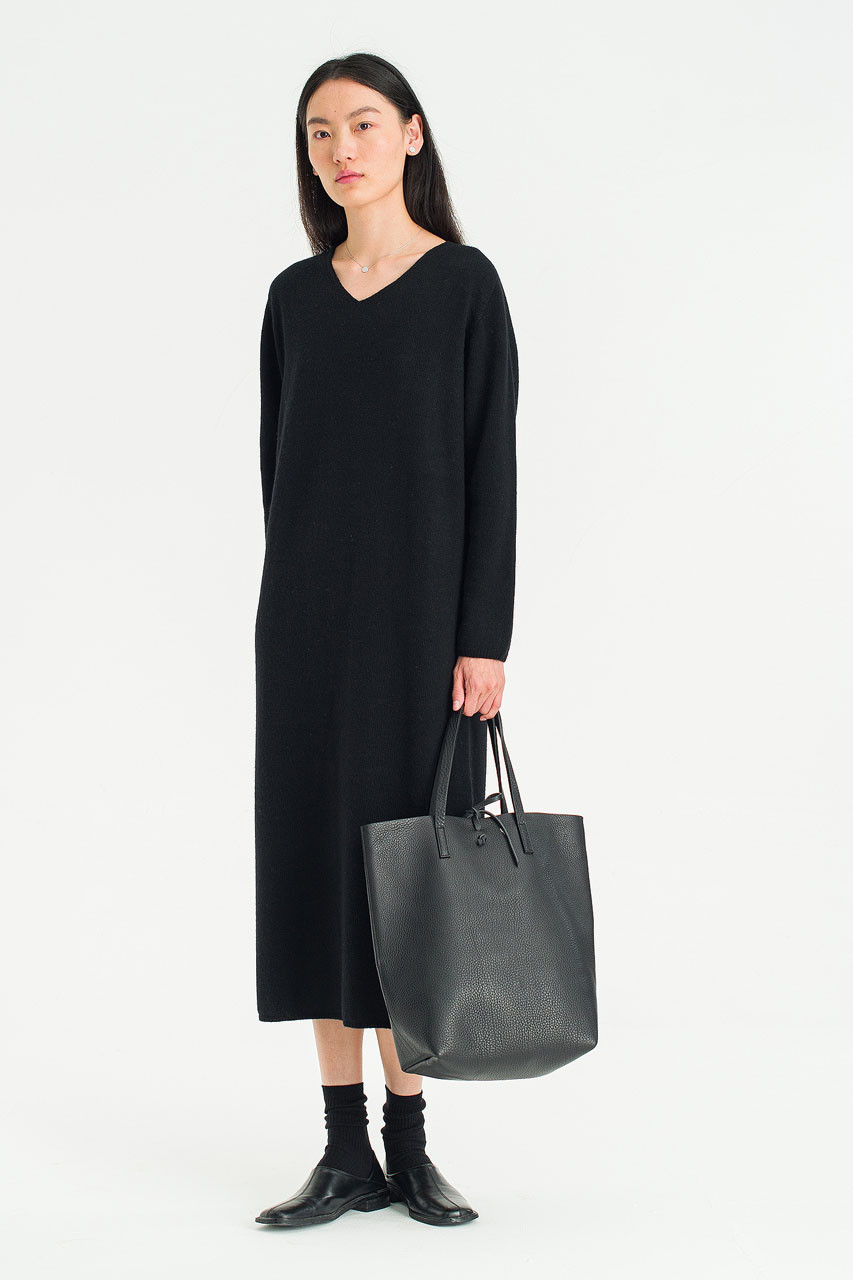Still Knit Long Dress, Black