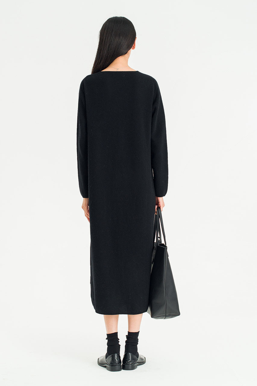 Still Knit Long Dress, Black