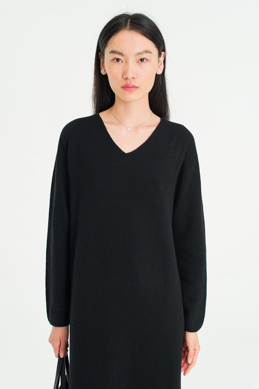 Still Knit Long Dress, Black