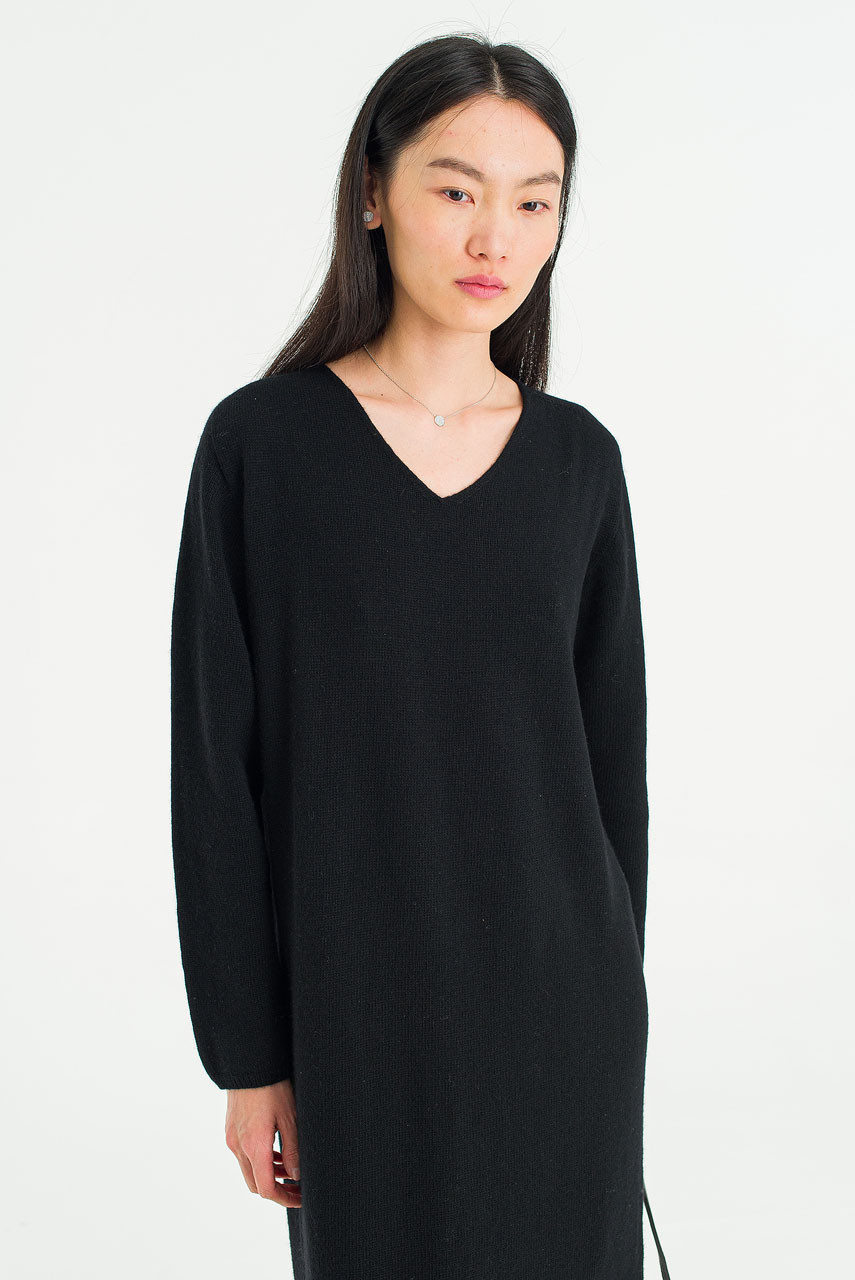 Still Knit Long Dress, Black