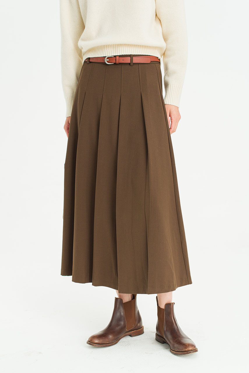 Rove Pleated Skirt, Brown