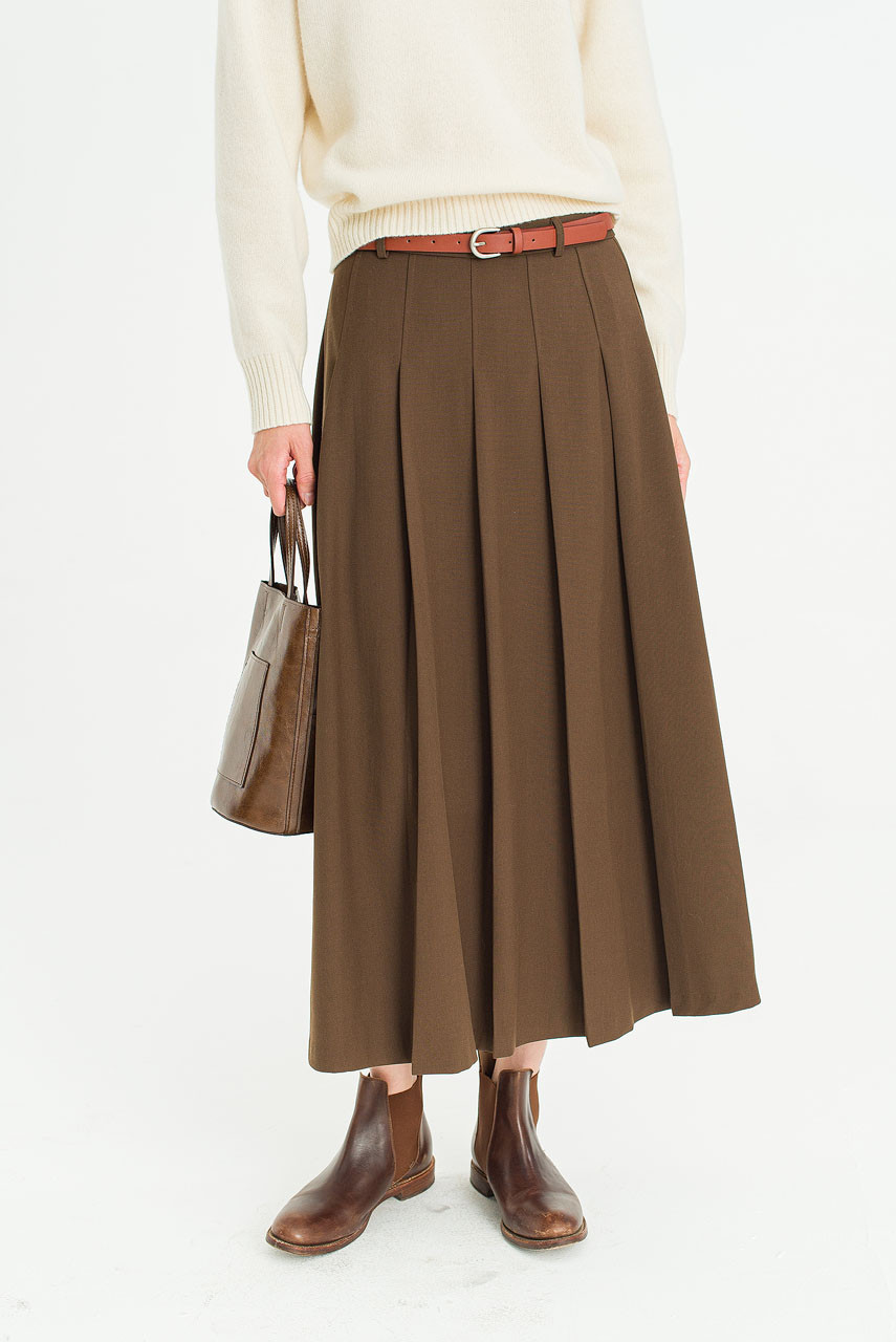 Rove Pleated Skirt, Brown