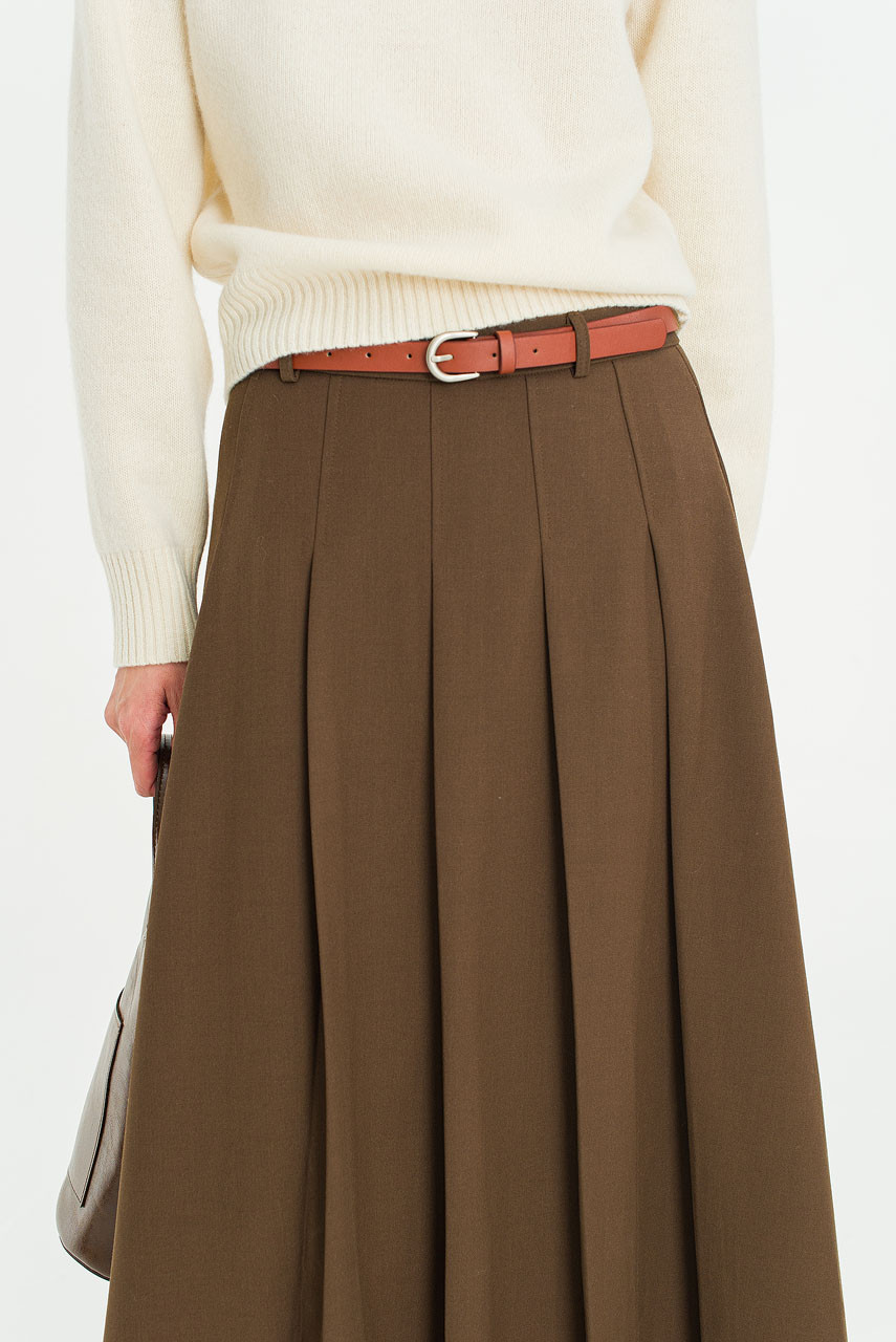 Rove Pleated Skirt, Brown