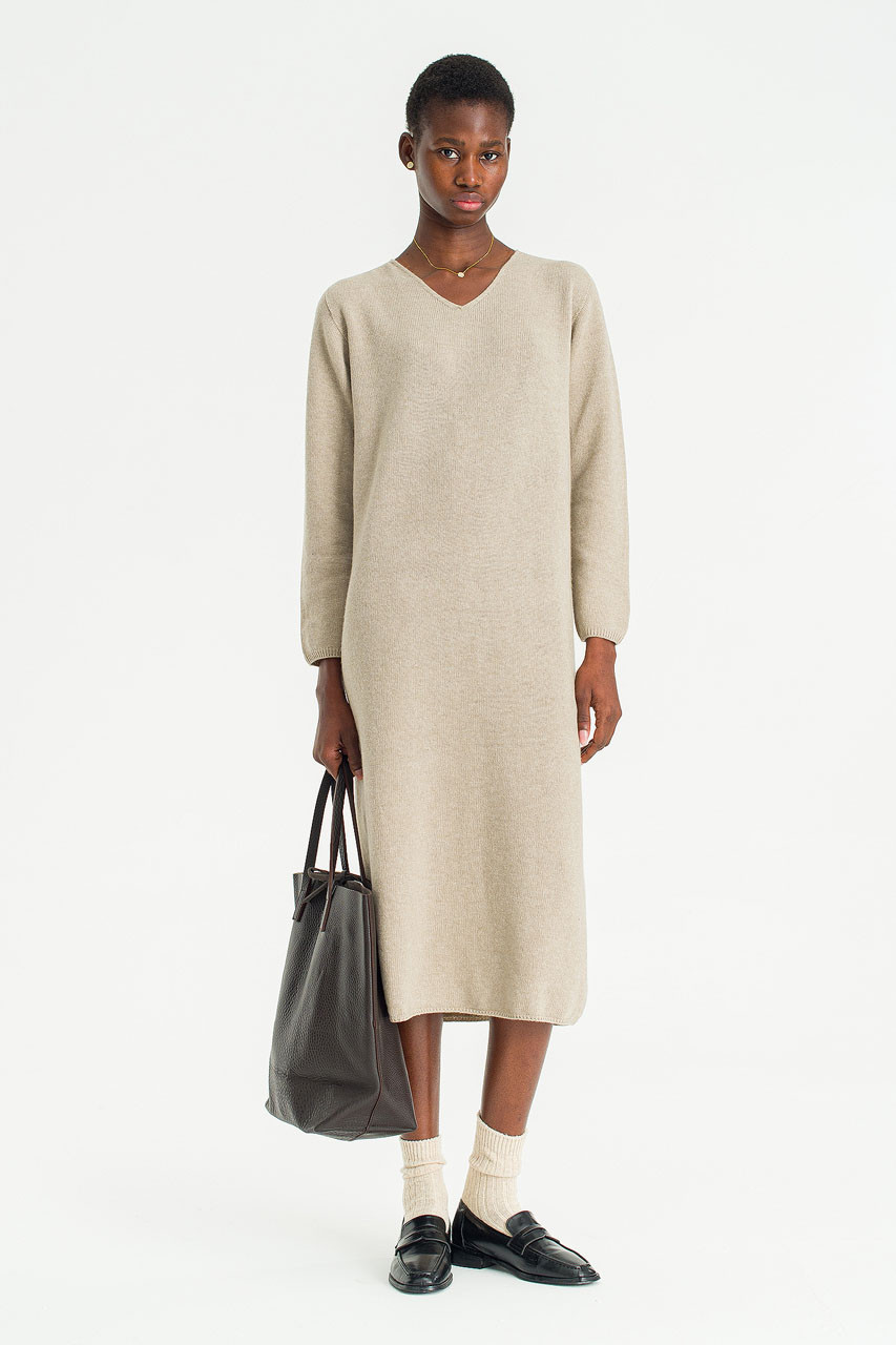 Still Knit Long Dress, Oat
