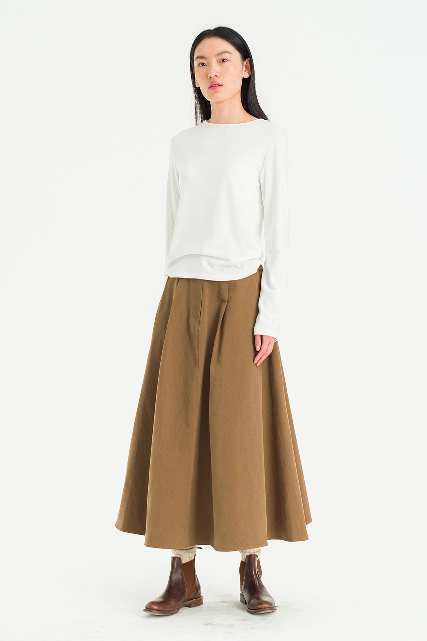 Mocha Cotton Skirt, Brown
