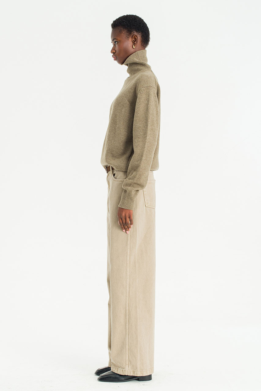 Fine Cashmere Mix Roll Neck Jumper, Brown