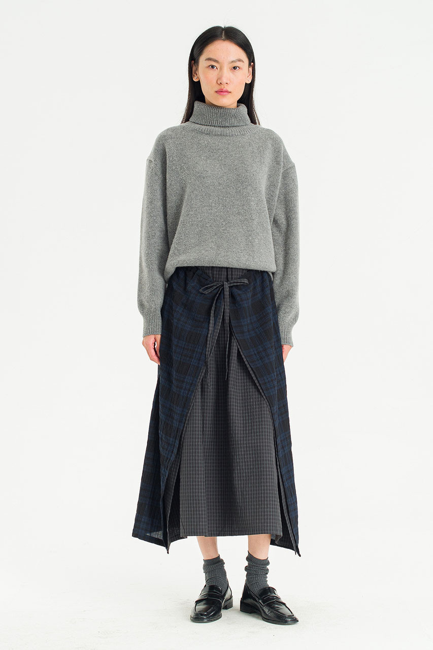 Mora Check Skirt, Charcoal