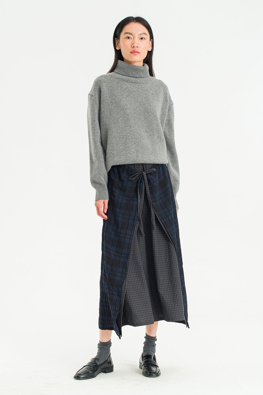Mora Check Skirt, Charcoal