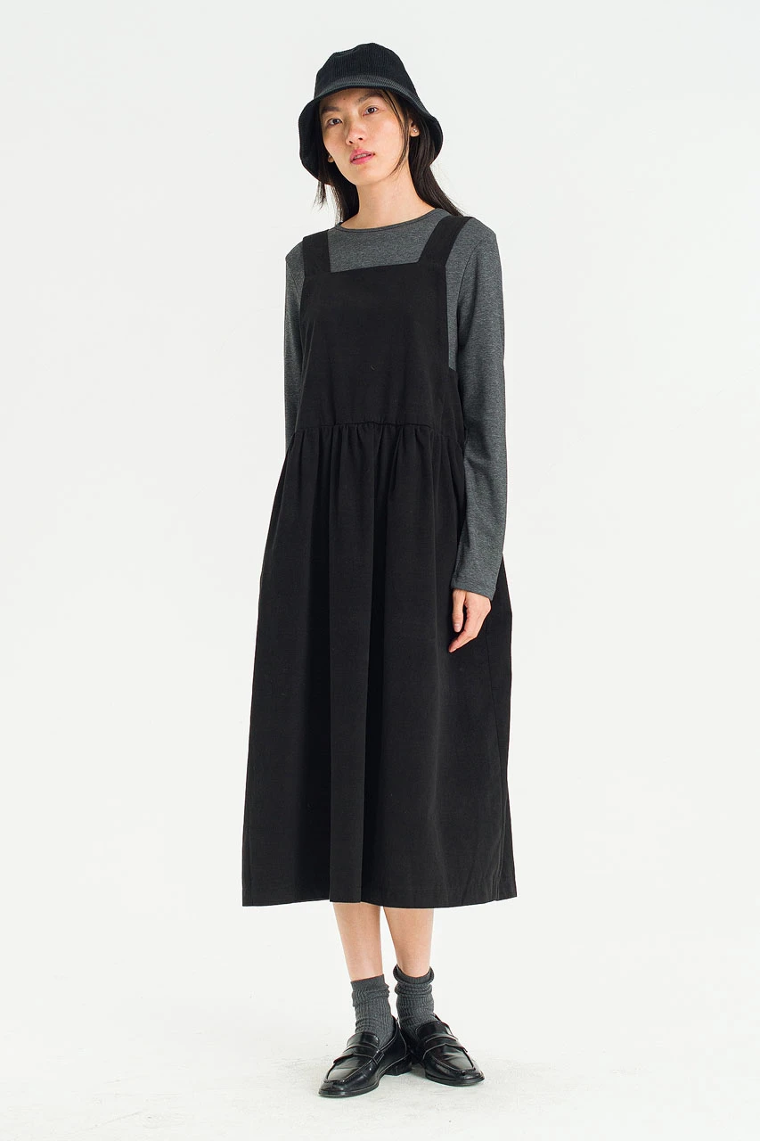 Miel Pinafore Dress, Black