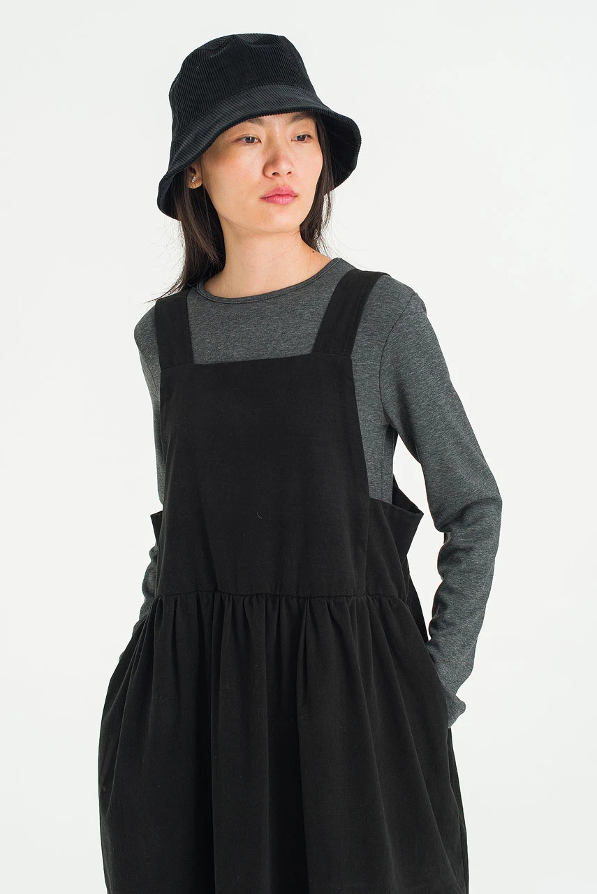 Miel Pinafore Dress, Black