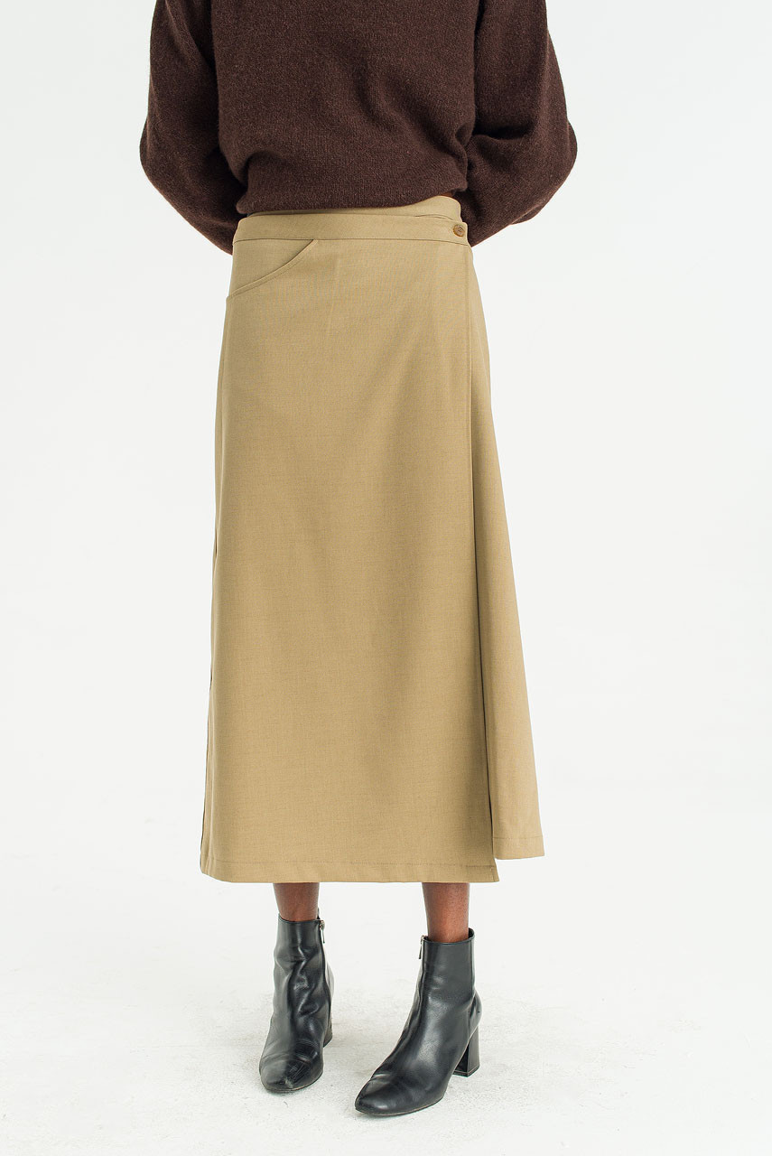 Via Wrap Skirt, Beige