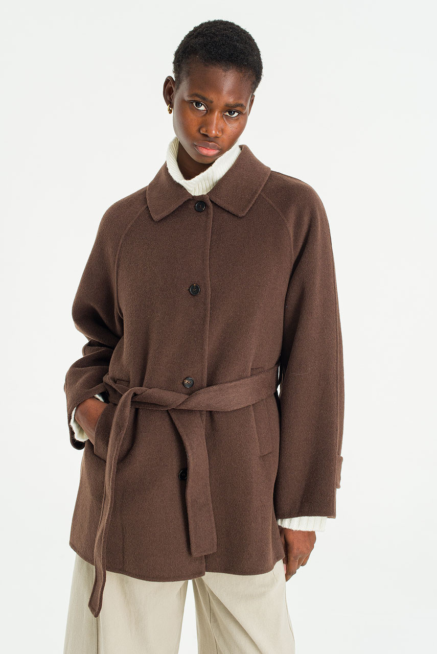 Contour Half Seamless Coat, Brown
