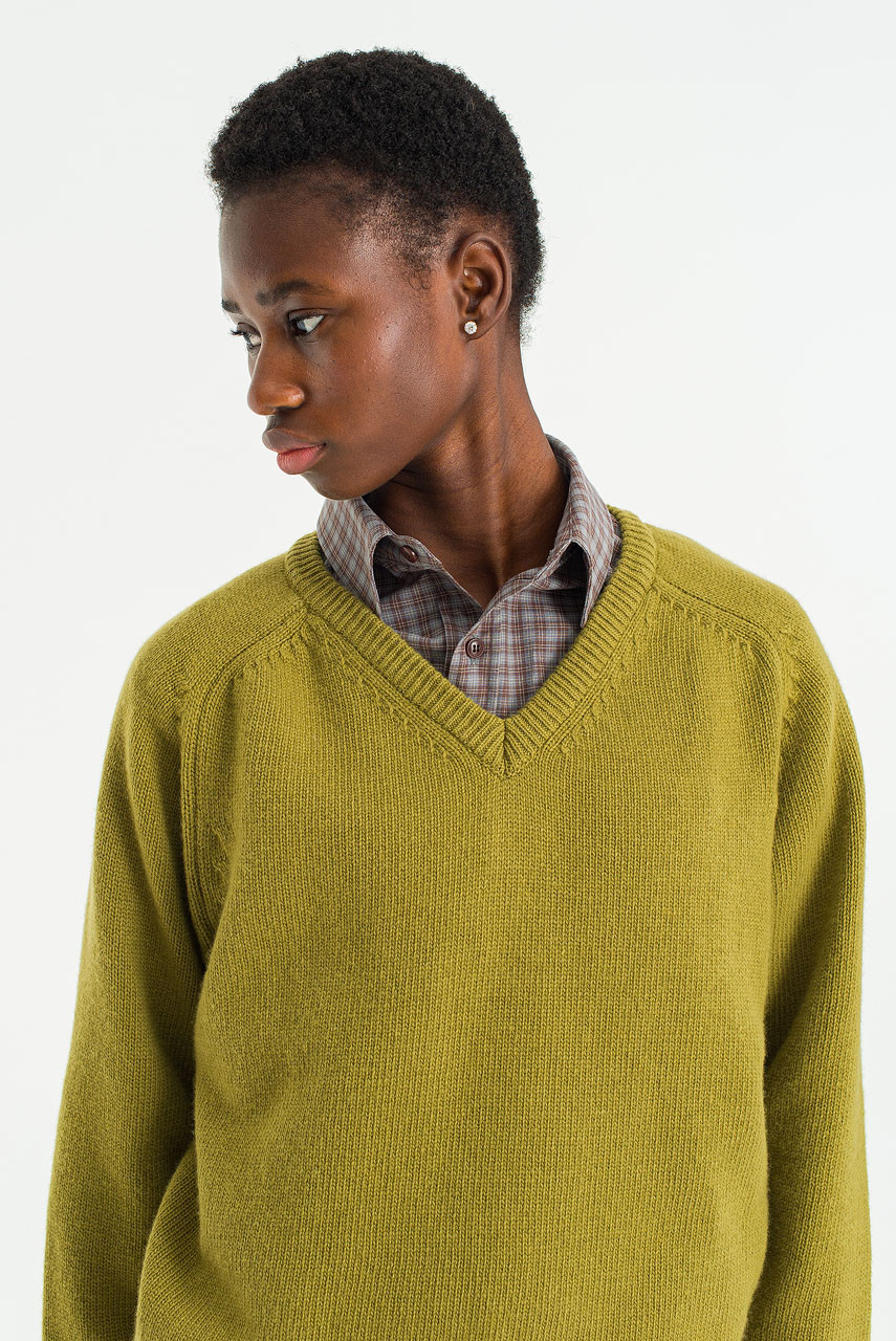 Mellow V Neck Jumper, Olive