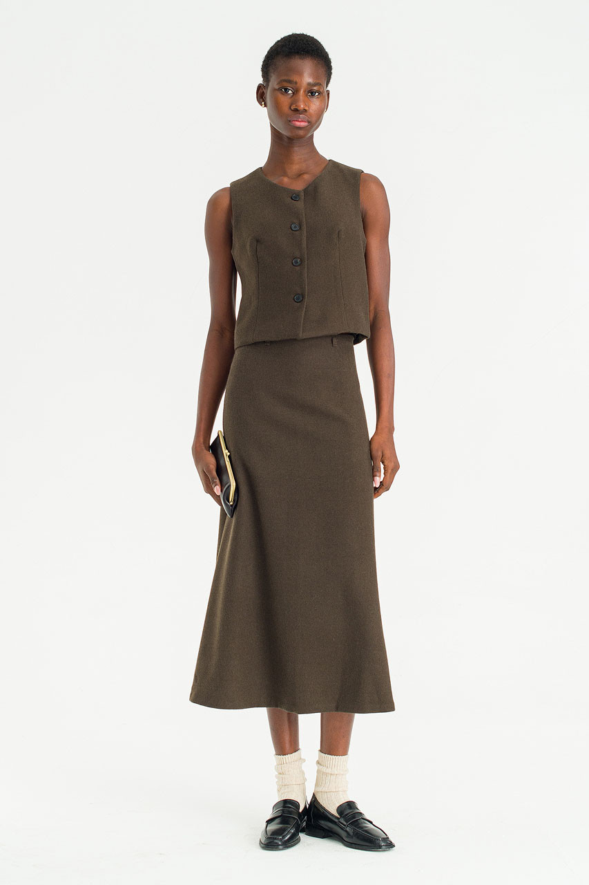 Form Button Vest, Brown