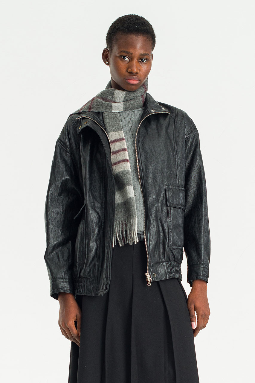 Ives Faux Leather Blouson, Black