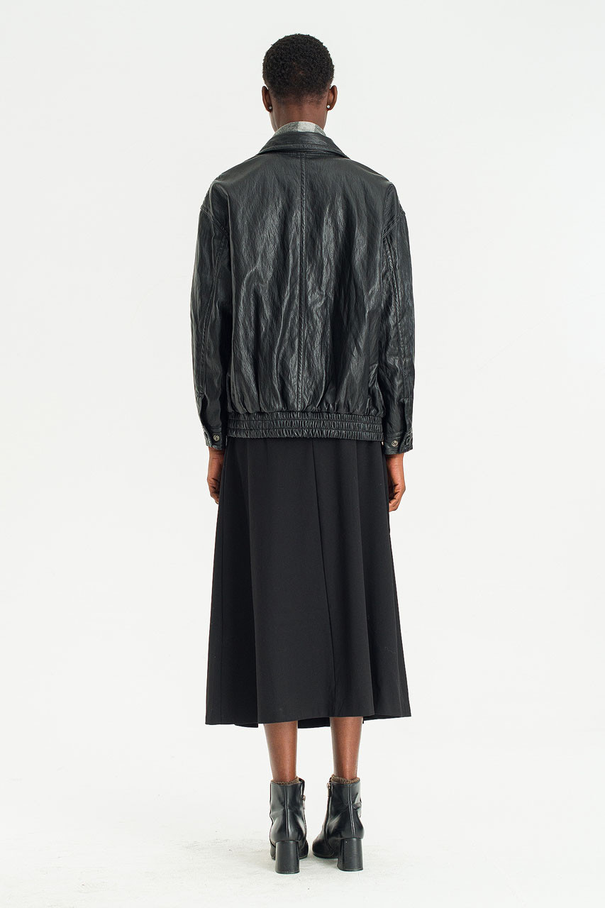 Ives Faux Leather Blouson, Black