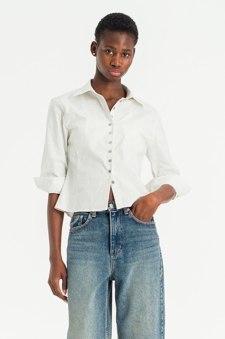Mere Crop Shirt, Ivory