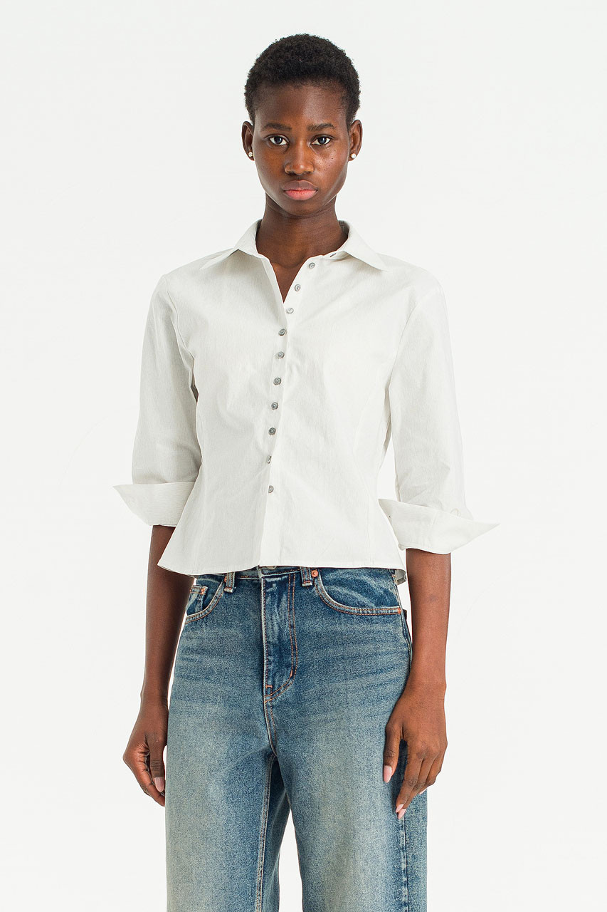 Mere Crop Shirt, Ivory