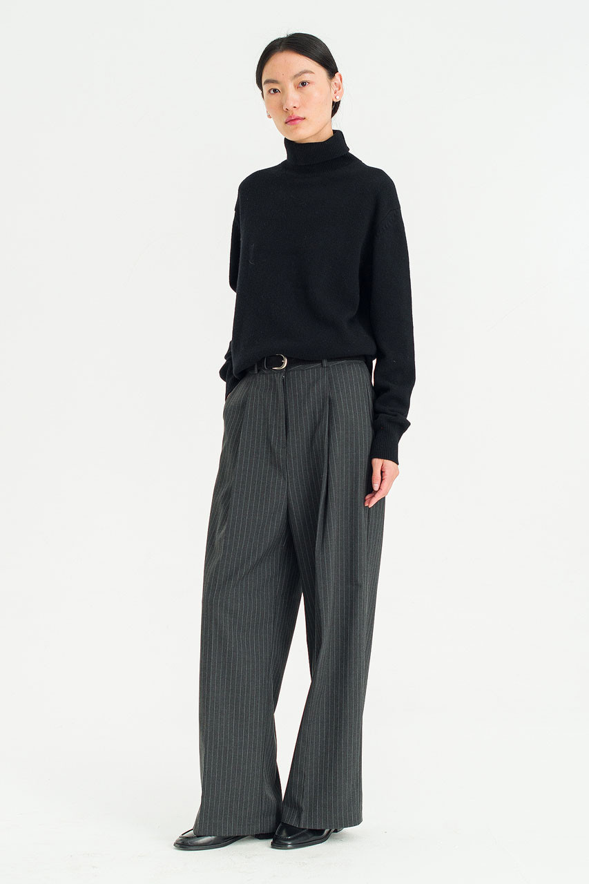 Noir Pin Stripe Trousers, Charcoal