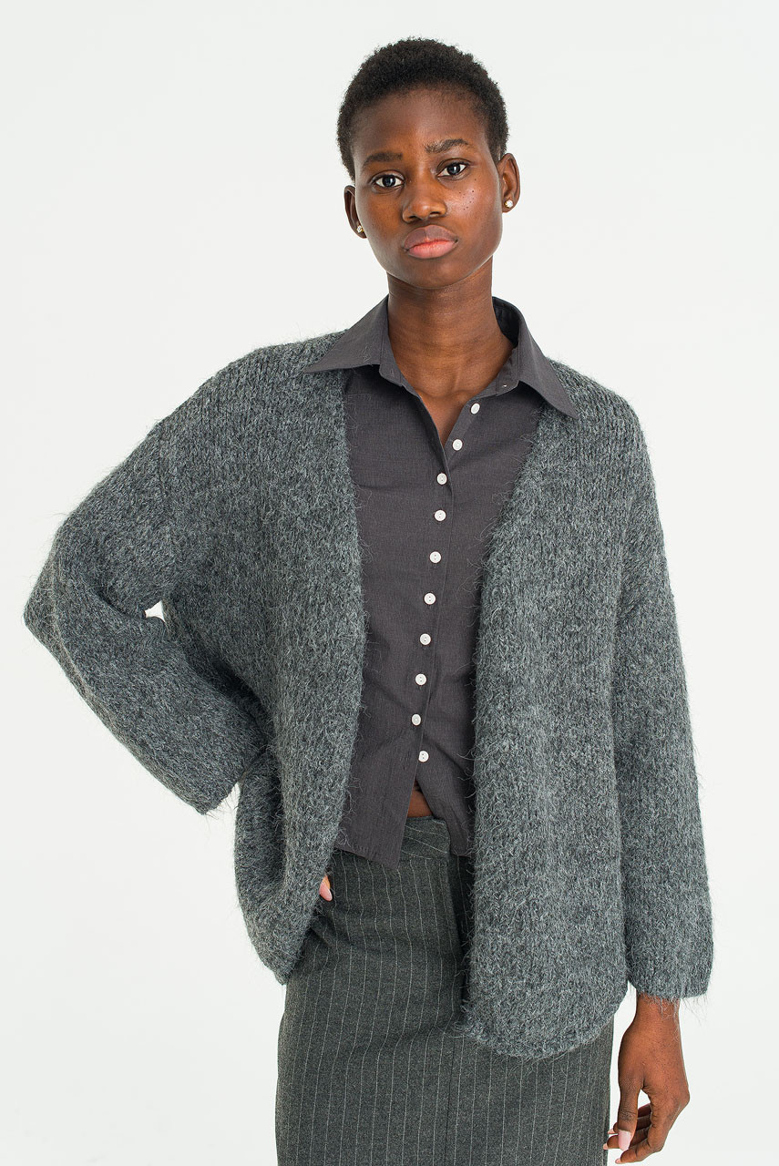 Mure Open Cardigan, Charcoal