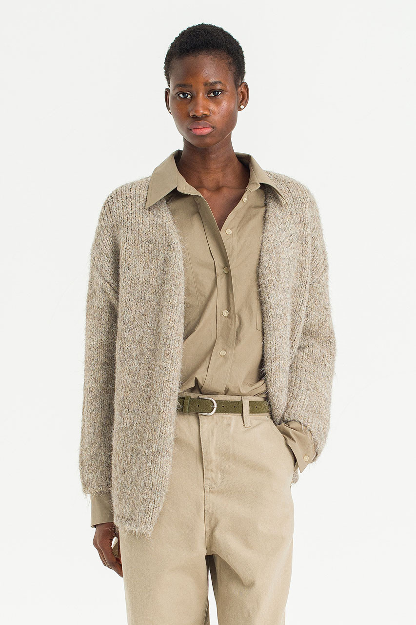 Mure Open Cardigan, Dark Beige