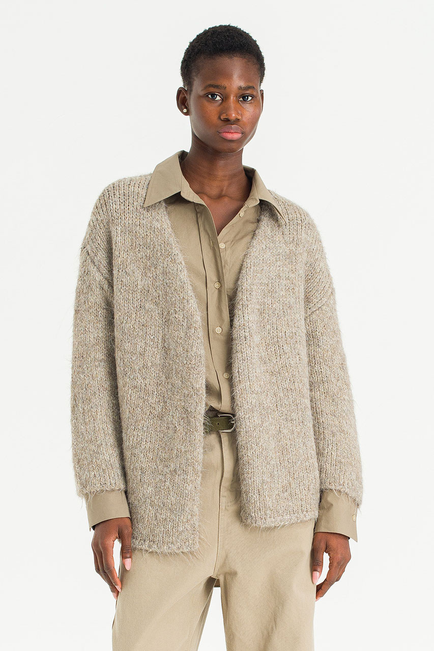 Mure Open Cardigan, Dark Beige