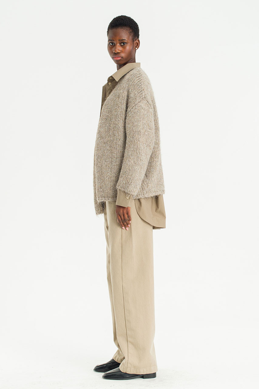 Mure Open Cardigan, Dark Beige